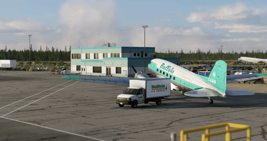 Hay River Airport (CYHY), seaplane base and heliport scenery for X-Plane 12 by CFSS — screenshot 1